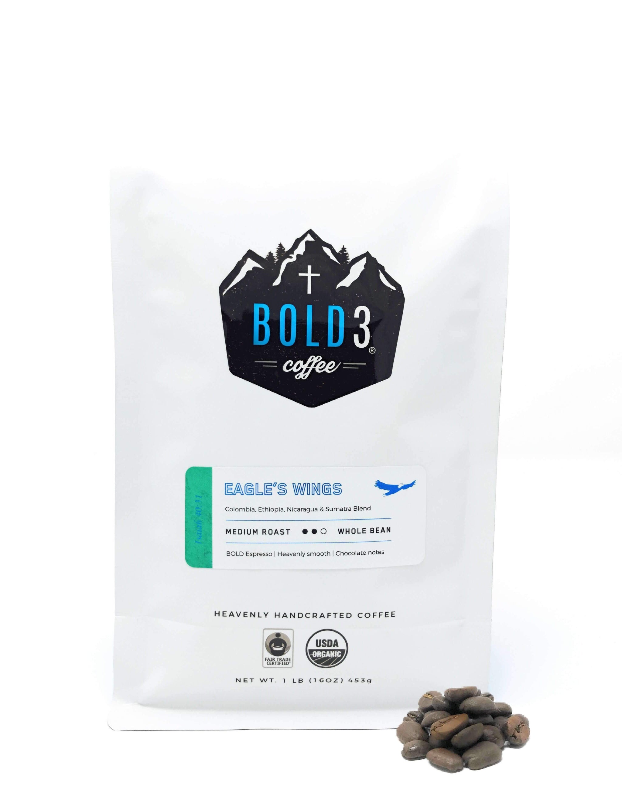 Eagle's Wings, Medium Roast, 1 LB (16oz) - BOLD3 Coffee